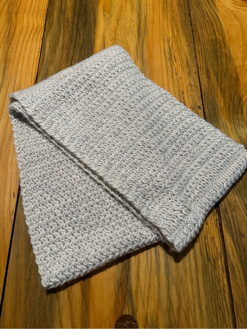 LOFT Cream Silver Knit Scarf